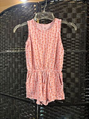 GAP Coral Flamingo-Print Sleeveless Romper